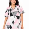 Original YATTA Golf Women’s Geometric Print Performance Polo Shirt – Pink Multi (XL)