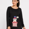 023 Women’s Black Penguin Print Lounge Tunic Top