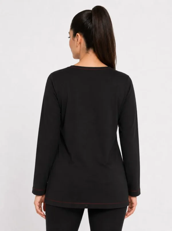 024 Women’s Black Penguin Print Lounge Tunic Top