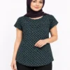 030 Women’s Geometric Print Cap Sleeve Top – Teal & Black 2XL