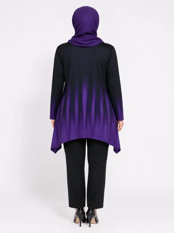 033 Women’s Purple Ombre Asymmetrical Tunic Top XL