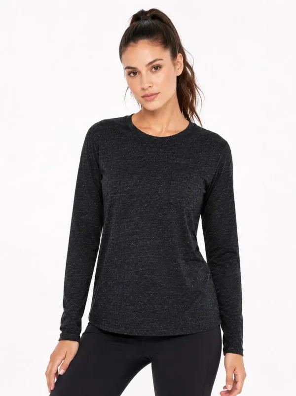 040 OriginalGoodfellow & Co. Heather Black Long Sleeve Pocket T-Shirt
