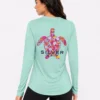047 Original Silver Bait Seafoam Turtle Performance Long Sleeve Shirt Small