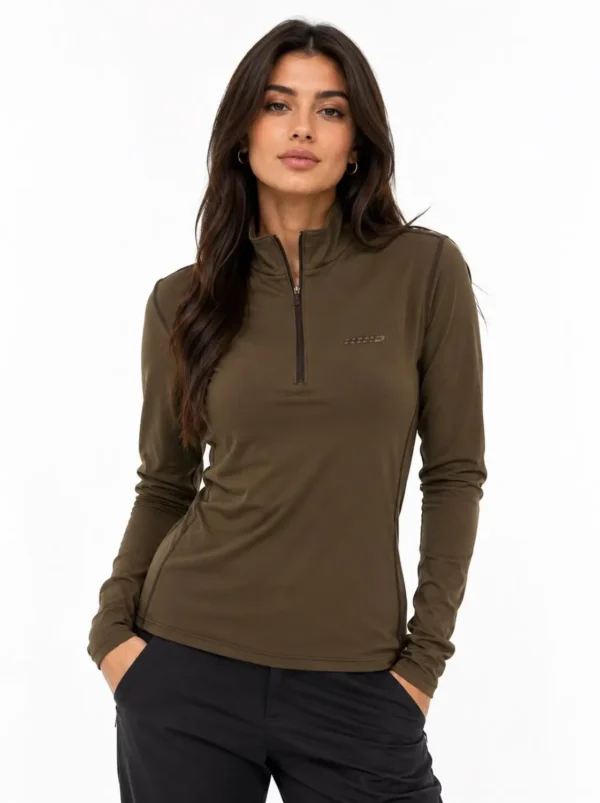 Original Reebok Women’s OliveFlex Quarter-Zip Performance Top Medium