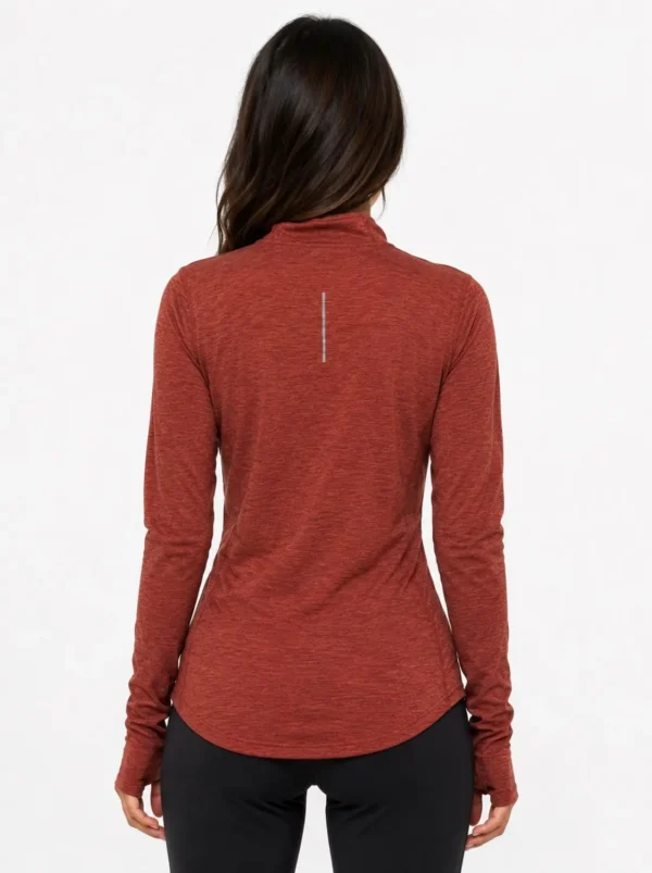 060 Original Nike Women’s Dri-FIT Heathered Half-Zip Performance Top – Rust Red -Extra Large