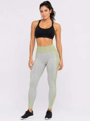 068 Original Gymshark Vital Sculpt Seamless High-Waist Leggings – Sage Grey/Lime Medium
