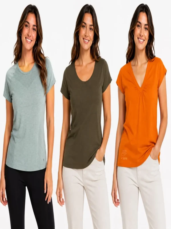 Women’s 3-Tee Bundle – Sage Green, Olive Green & Sunset Orange Tees