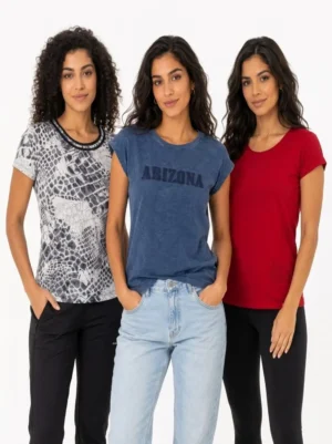 088 Women's Fashion T-Shirt Bundle – Pack of 3 (Large | Bust 42")