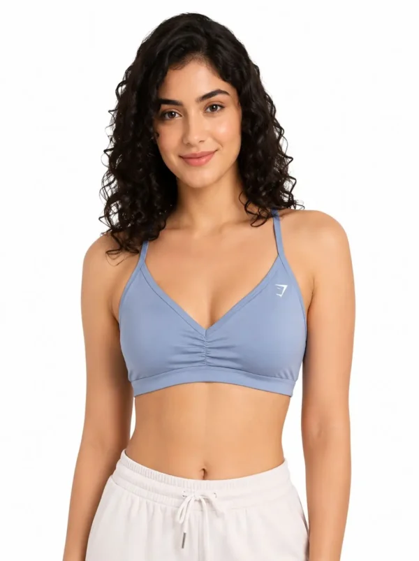 1008 Original Gymshark Elevate Light Light Blue Strappy Sports Bra Small