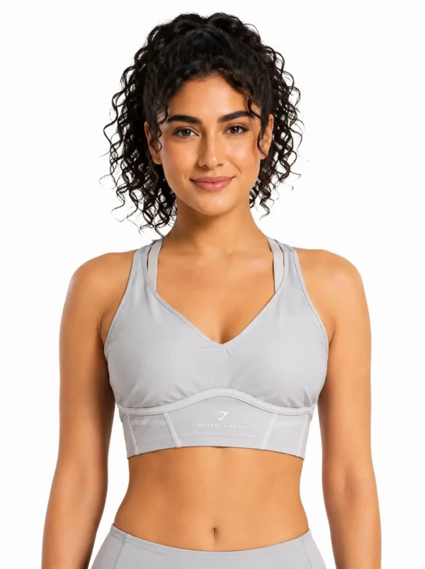 Original Gymshark Whitney Simmons Adjustable Medium Support Sports Bra – Light Grey Medium
