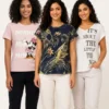 Women’s 3-Top Bundle – Minnie Graphic Pink, Tropical Navy Floral & Little Things Statement Tees