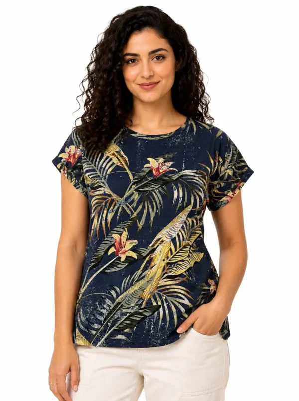 Women’s 3-Top Bundle – Minnie Graphic Pink, Tropical Navy Floral & Little Things Statement Tees - view 3