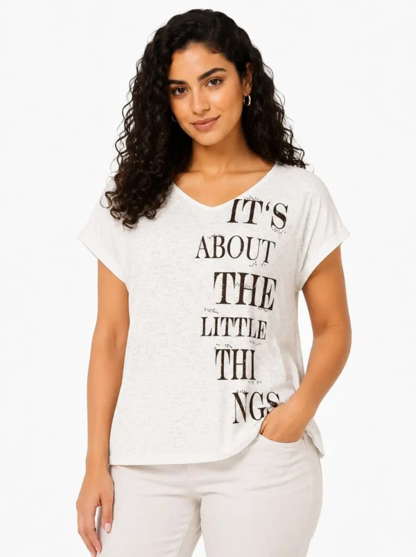 Women’s 3-Top Bundle – Minnie Graphic Pink, Tropical Navy Floral & Little Things Statement Tees - view 4