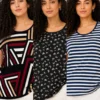 130 Women’s 3-Top Combo – Ruby Geometric, Butterfly Bloom & Ocean Breeze Tops