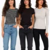140 Women’s 3-Top Bundle – Classic Stripe Chic, Essential Black Everyday & Active Comfort Long Sleeve