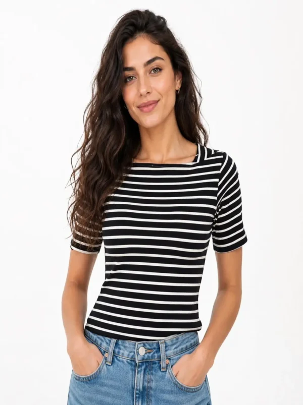 141 Women’s 3-Top Bundle – Classic Stripe Chic, Essential Black Everyday & Active Comfort Long Sleeve - view 2