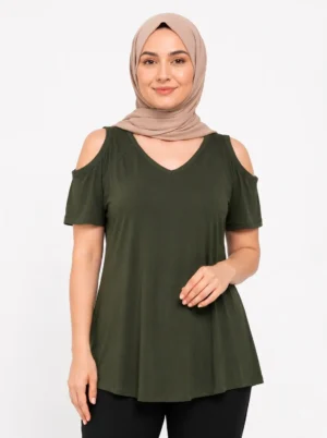 High-quality_8k_photorealistic_studio_portrait_202606100236 The Olive Green Cold-Shoulder Tunic Top Size: X-Large