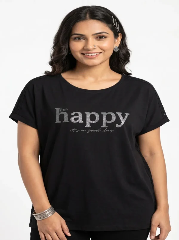 Happy Day Cap-Sleeve Lounge Tee Size: Extra large