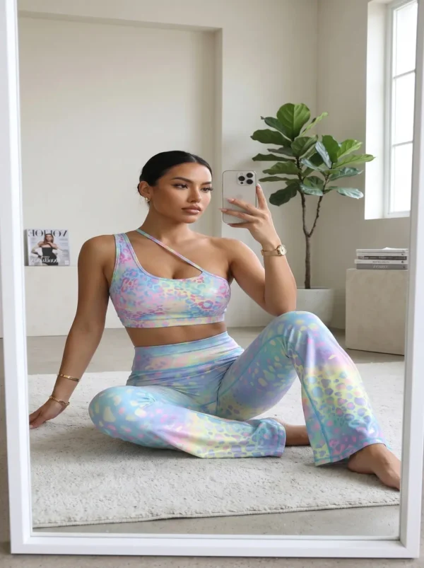 Make_new_picture_use_cloths_202607271818 ((MRS Premium Collection)) Cosmic Iridescent Sports Bra & Flare Pant Co-ord