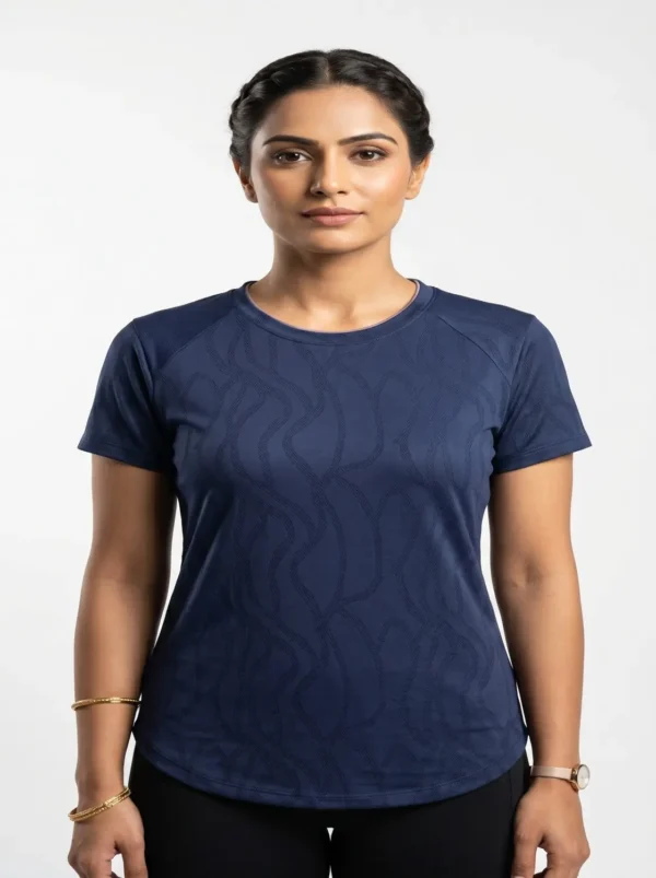 Women’s 3-Top Bundle – Navy Textured Tee, Tropical Printed Tee & Graphic Tee - view 5