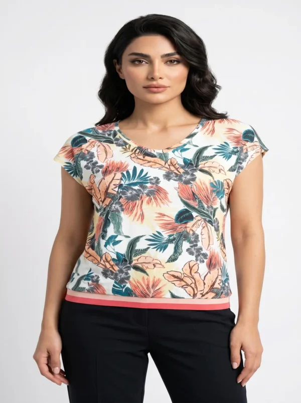 Women’s 3-Top Bundle – Navy Textured Tee, Tropical Printed Tee & Graphic Tee - view 3