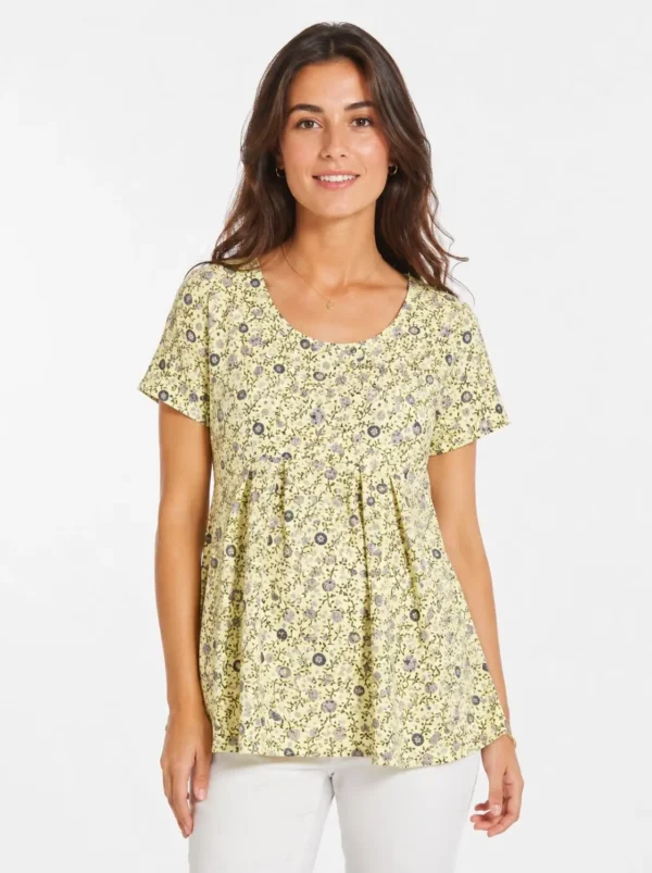 WhatsApp Image 2026-06-12 at 23.07.31 Women's 3-Top Bundle – Grey Striped Top, Royal Blue Tunic & Yellow Floral Top (2XL)