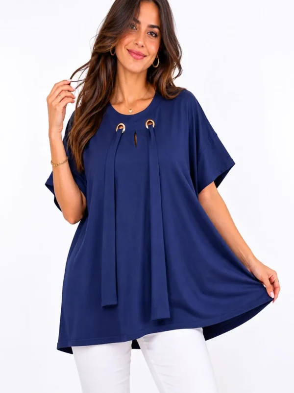 WhatsApp Image 2026-06-12 at 23.15.46 Women's 3-Top Bundle – Grey Striped Top, Royal Blue Tunic & Yellow Floral Top (2XL)