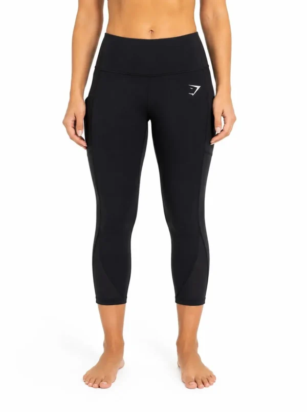 Original Gymshark Women’s High-Waist Performance Crop Leggings – Black- Small