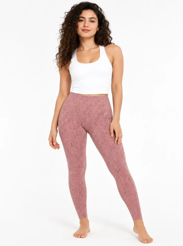 1033 Original Gymshark Elevate Sculpt Seamless Leggings – Dusty Rose Print-Small