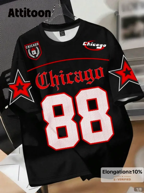 1064 Attitoon Chicago 88 Oversized Football Jersey T-Shirt – Unisex Casual Streetwear Sports Tee