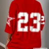 1070 Slaydiva Varsity 23 Graphic Oversized Women’s Sports Tee – Red