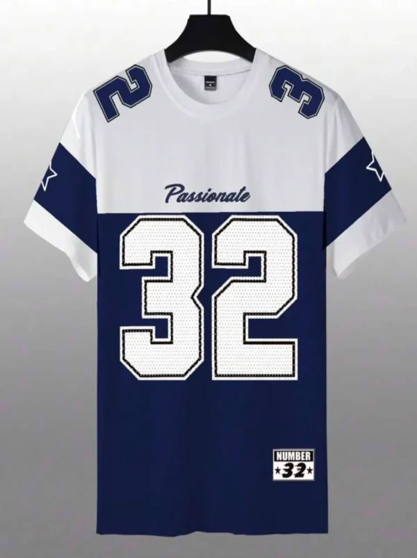 1071 Manfinity LEGND Unisex Varsity 32 Colorblock Jersey T-Shirt – Navy Blue & White