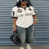 Make_new_8k_studio_picture_202607101128 (1) Women's Casual T-Shirt With Colorblock And Letter Print Jersey