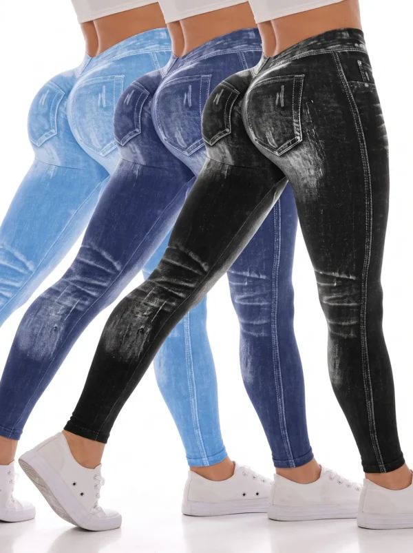 Pack of 3 ,Petite Capri tights Velisys Velisys Women's Black, Blue, Light Blue