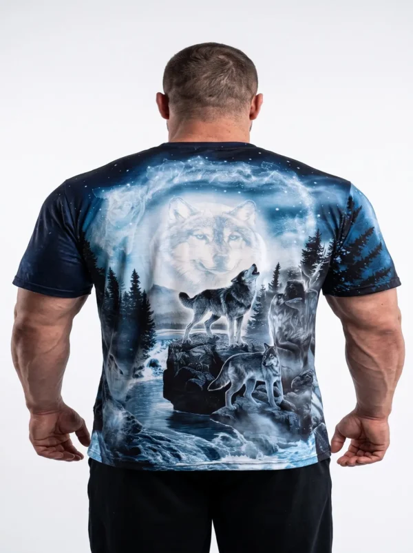 Man_wearing_T-shirt_from_back_202607080831 Mystic Wolf All-Over Print Tee Size: 5-XL