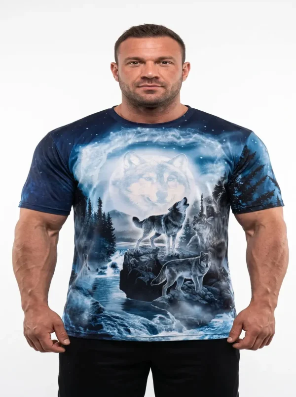 Man_wearing_T-shirt_studio_2K_202607080820 Mystic Wolf All-Over Print Tee Size: 5-XL