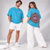 Cyber Skull Oversized Tee in Blue by MRS – unisex oversized fit front and back