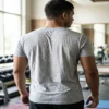 RealEssentials heather grey v-neck active tee back view