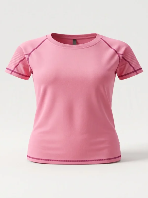 Baby pink MRS mesh active tee for women, yoga T-shirt