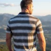 Adidas striped golf polo shirt back view