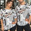 IMG_6805 Anime Manga Graphic oversized t-shirt in white, black and orange