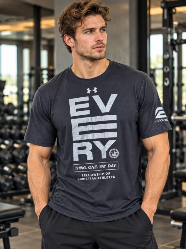 IMG_6821 Under Armour men's charcoal graphic sports t-shirt, front view
