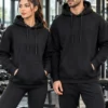 Black pullover hoodie by M.R.S. Sportwear, unisex essential with drawstring hood and kangaroo pocket