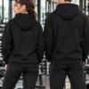 Black pullover hoodie by M.R.S. Sportwear, detail view