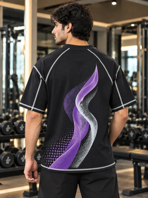 IMG_6970 M.R.S. Sportwear Men’s Black Contrast Stitch Graphic Training T-Shirt – Purple & White