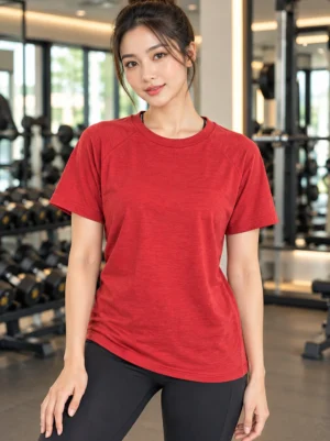 Women's Crimson Red Heather Performance T-Shirt by M.R.S Sportswear