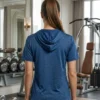 Women's Blue Heathered Performance Hoodie T-Shirt by M.R.S Sportswear