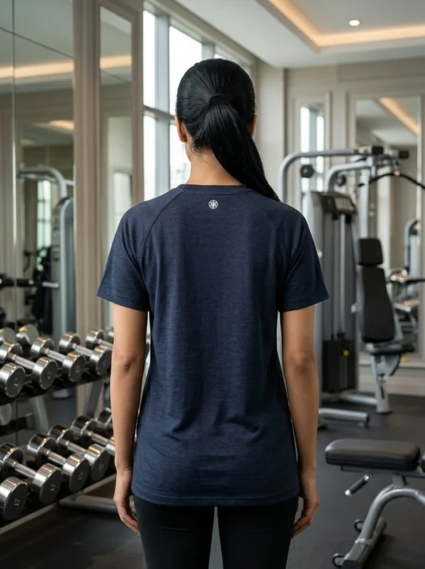 IMG_7192 Raglan sleeve detail on the Navy Blue Classic Raglan Gym T-Shirt