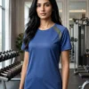 IMG_7195 Women's Blue Color-Block Performance Gym T-Shirt by M.R.S Sportswear