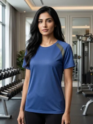 Women's Blue Color-Block Performance Gym T-Shirt by M.R.S Sportswear